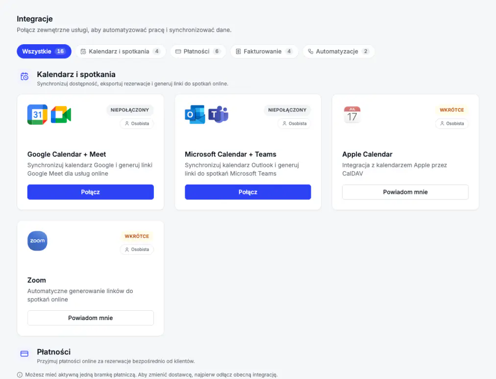 Integracje kalendarzy — Google i Outlook